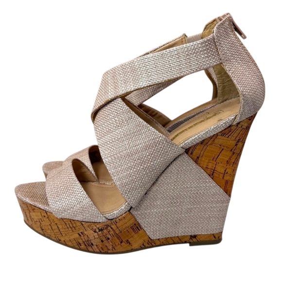 BCBGeneration Rando Corkwood Platform Wedges SIZE 8.5 EUC - Picture 2 of 6